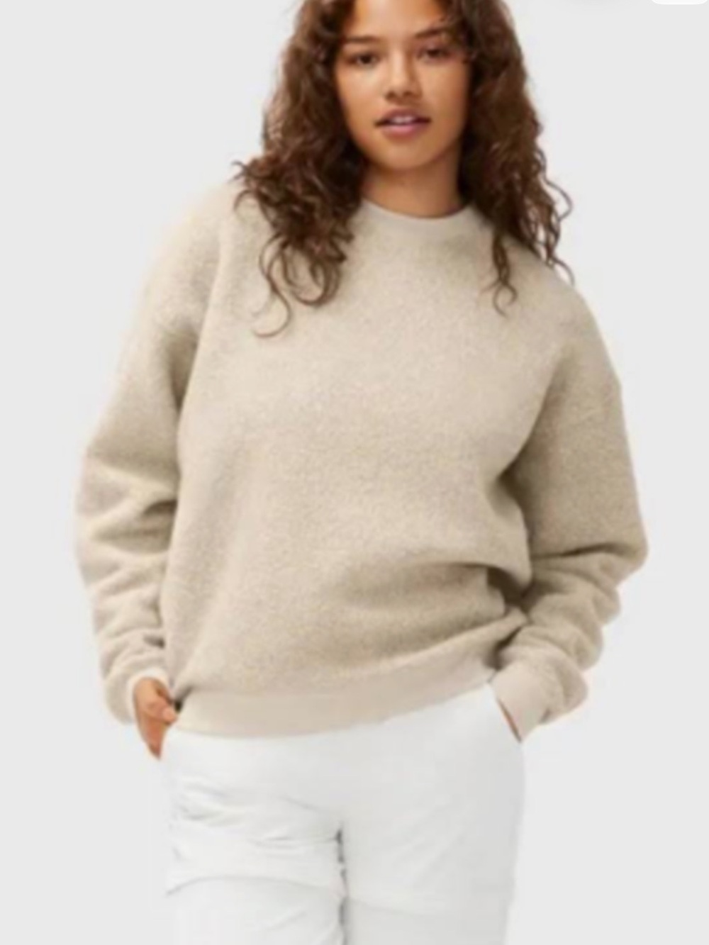 Outdoor Voices Mega Fleece Wool Blend Sweatshirt Large Oat Crewneck Oversized
